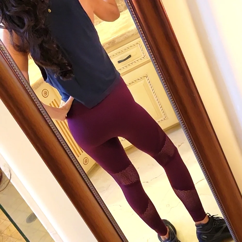 Fabletics Purple Lasercut Sport Tights, S - Picture 8 of 16